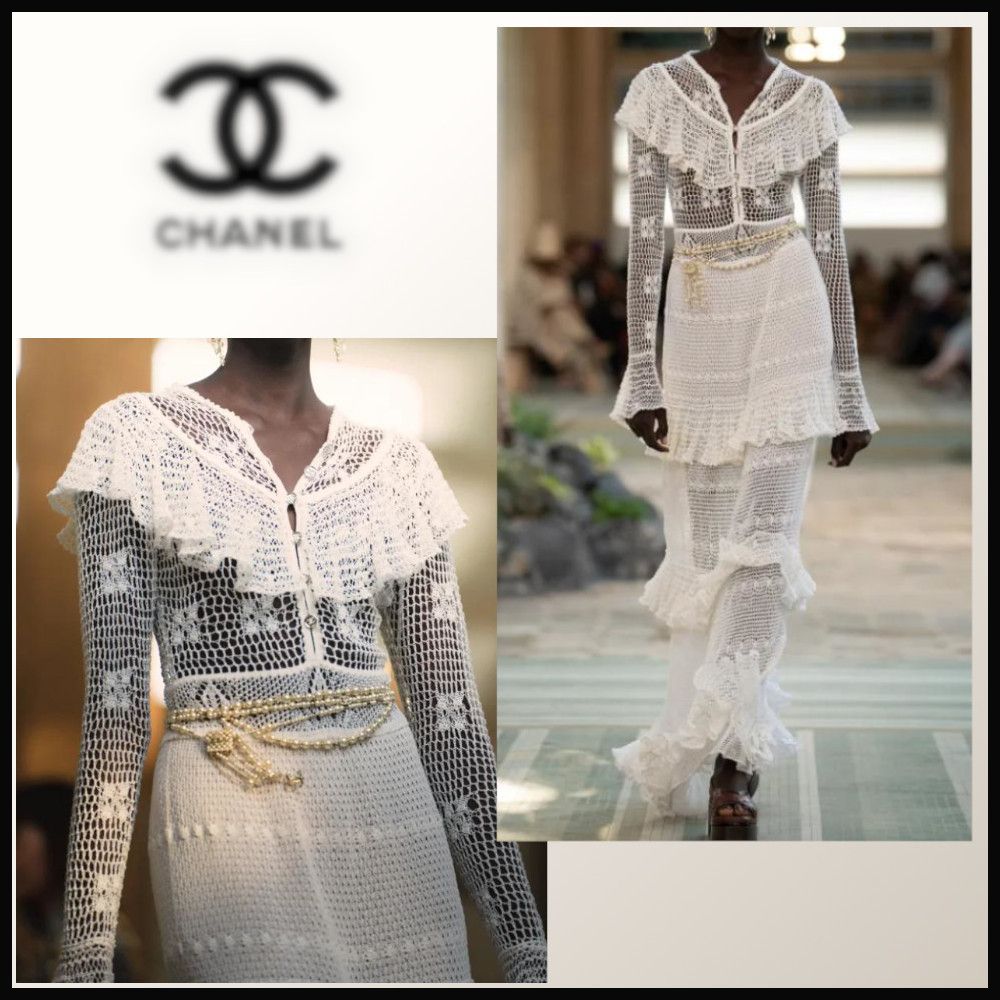 【上品に魅せる♡】CHANEL ベルト 25メティエダール 2023メティエダール◇送料無料!【CHANEL】ドレス コットン 白