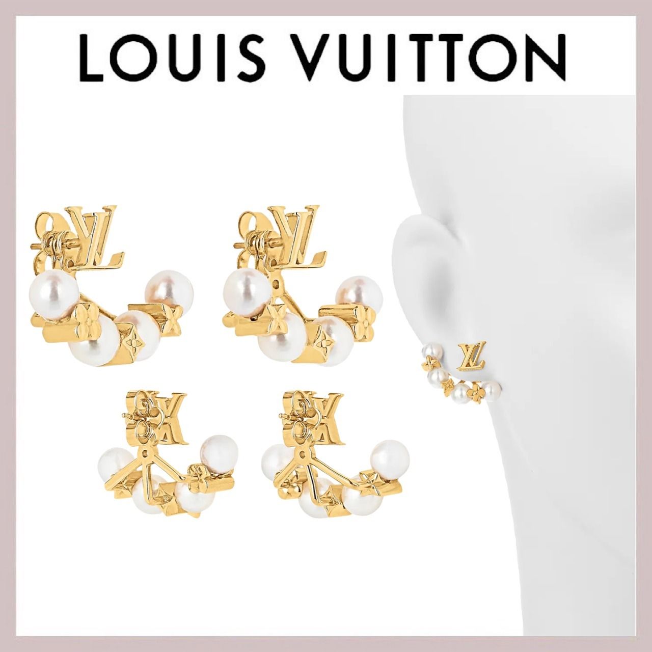 ギフトに》 LOUIS VUITTON ピアス・ミニグラム パール (Louis Vuitton