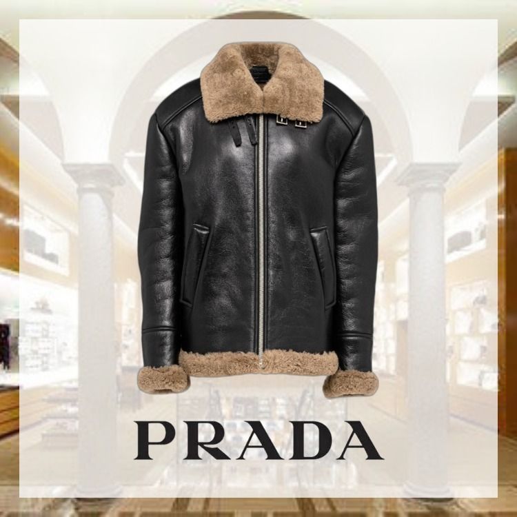 関税送料無料】 プラダオーバーサイズシアリングジャケット (PRADA