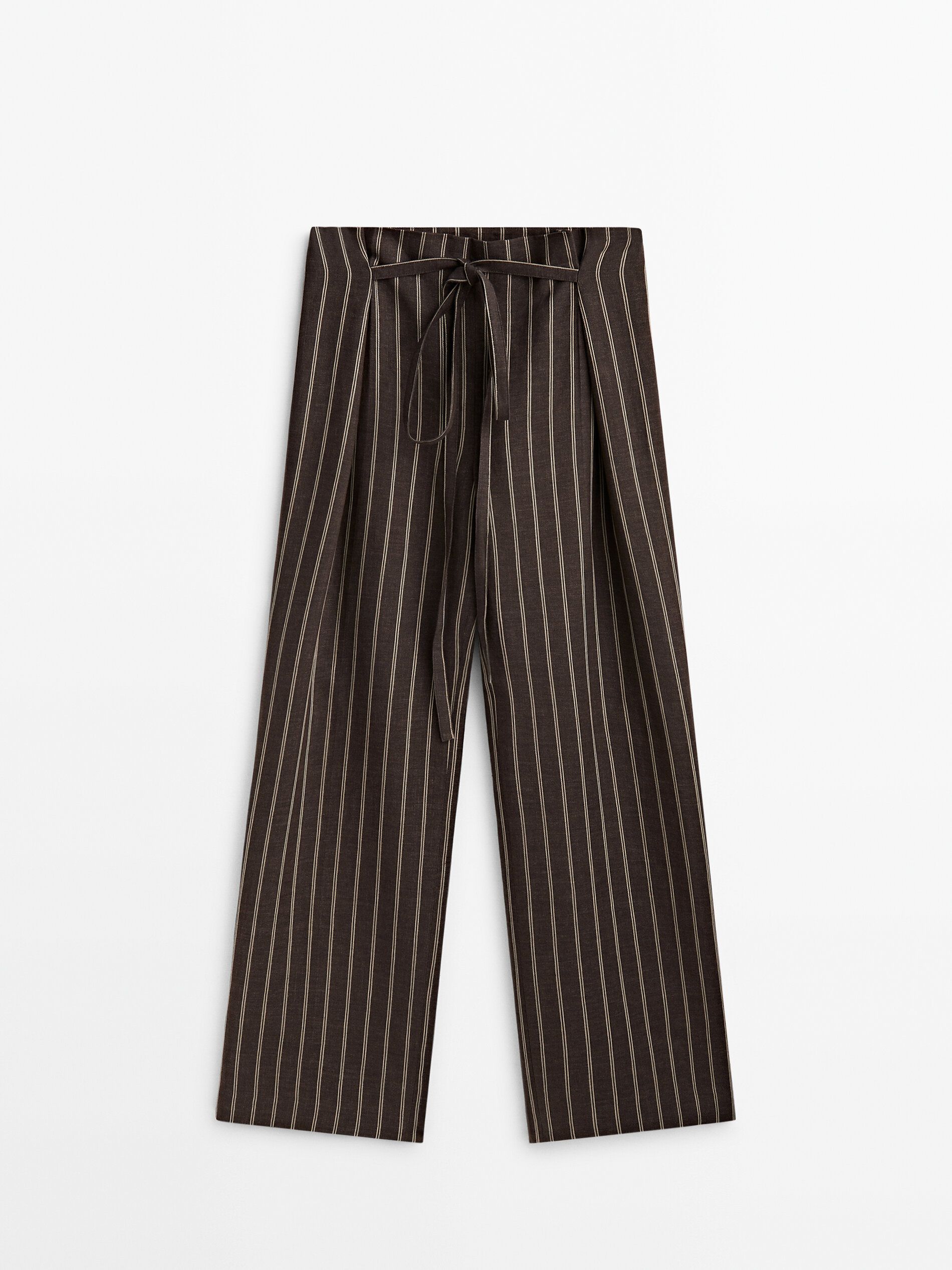 関税/送料込】Massimo Dutti☆コットンリネンストライプパンツ