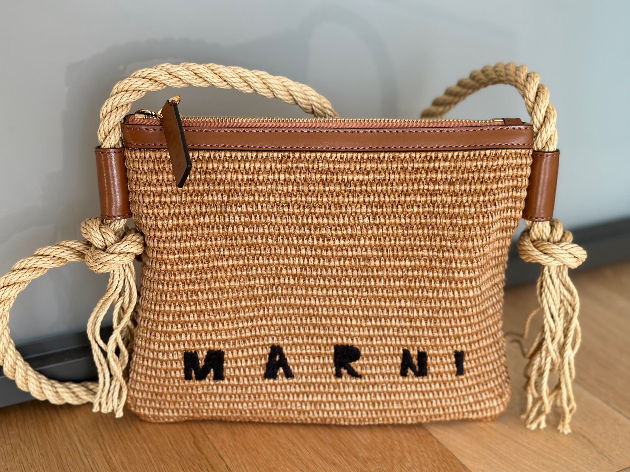 MARNI ブラウン ロープハンドル付きMARCELサマーバッグ (MARNI ...