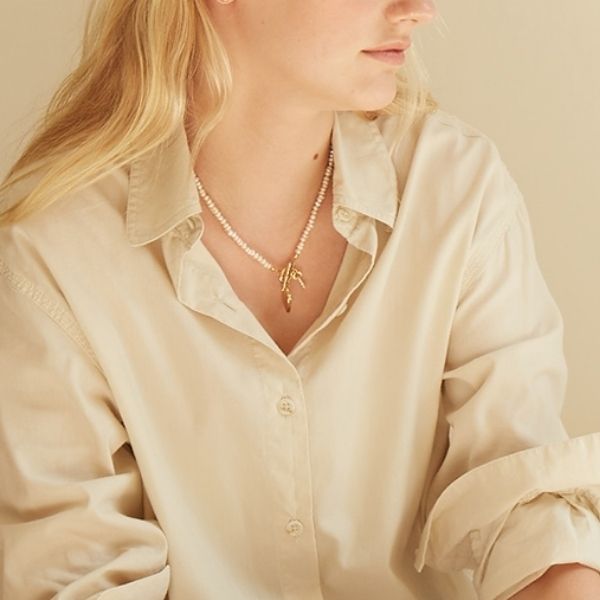 VINTAGE HOLLYWOOD】Open Your Heart Pearl Necklace (VINTAGE