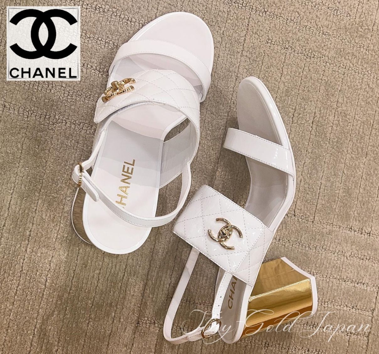 CHANEL ベルト付きスポーツサンダル ホワイト - メルカリ