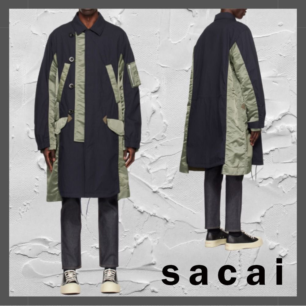 SACAIミリタリーコート ネイビー×カーキ sacai/コートその他