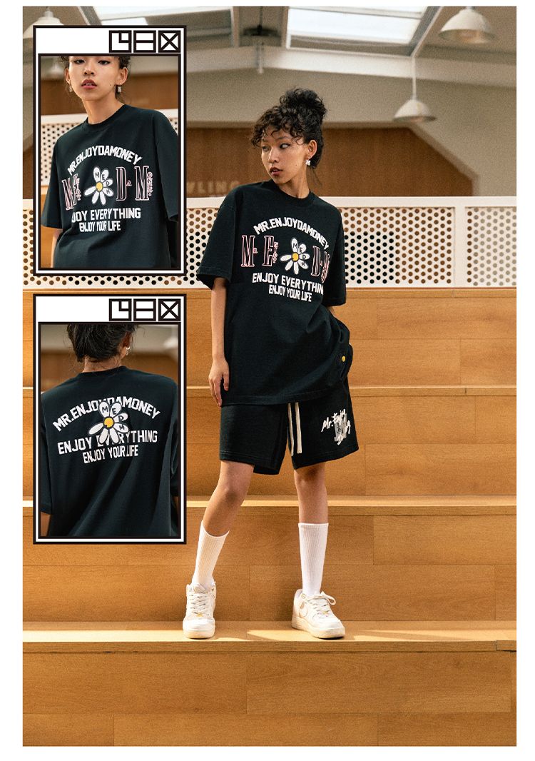 MEDM Tシャツ プリント ストリート カジュアル 男女兼用 大人気 MEDM Tシャツ プリント 笑顔 ストリート カジュアル 綿 男女兼用