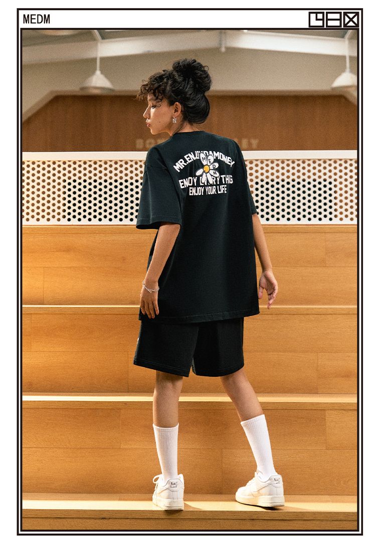 MEDM Tシャツ プリント ロゴ ストリート カジュアル 綿 男女兼用