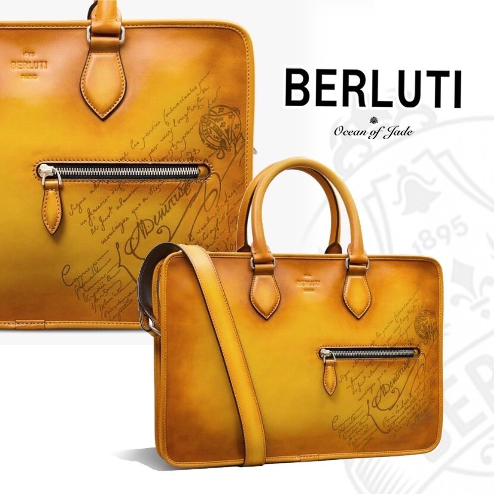 目を惹く新色ミモザ☆BERLUTI☆メンズ ショルダービジネスバッグ
