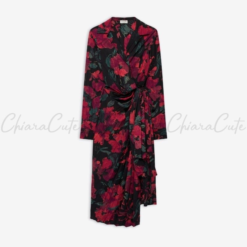DRIES VAN NOTEN フラワープリント ラップドレス