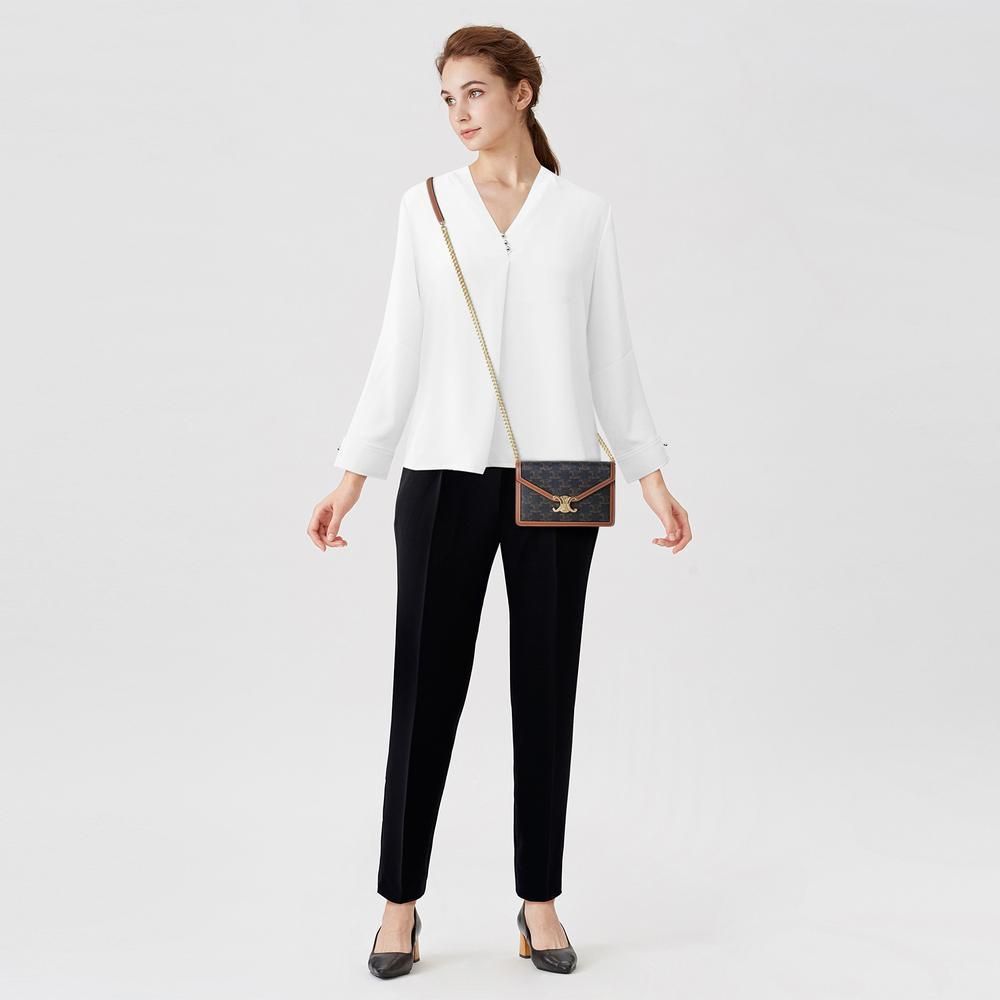 CELINE◇セリーヌ チェーンウォレット トリオンフ キャンバス