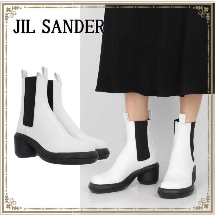 送料 関税込】JIL SANDER チェルシーブーツ ホワイト (Jil Sander