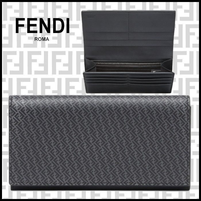 FENDI 長財布 コンチネンタルウォレット 本革レザー FF ロゴ 黒 (FENDI
