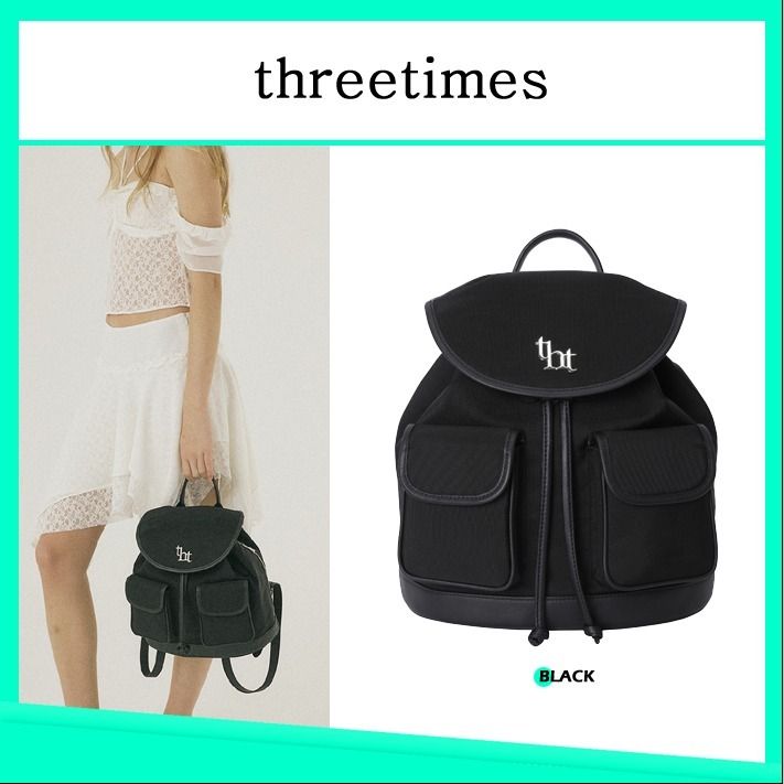 threetimes/Acorn backpack ブラック　バックパック