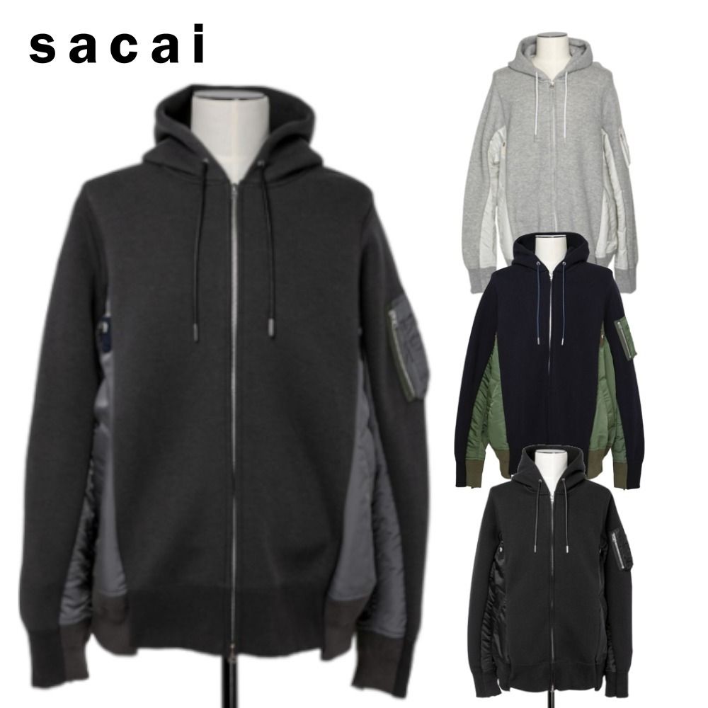 身幅約62cmsacai Sponge Sweat x Nylon Twill Hoodie