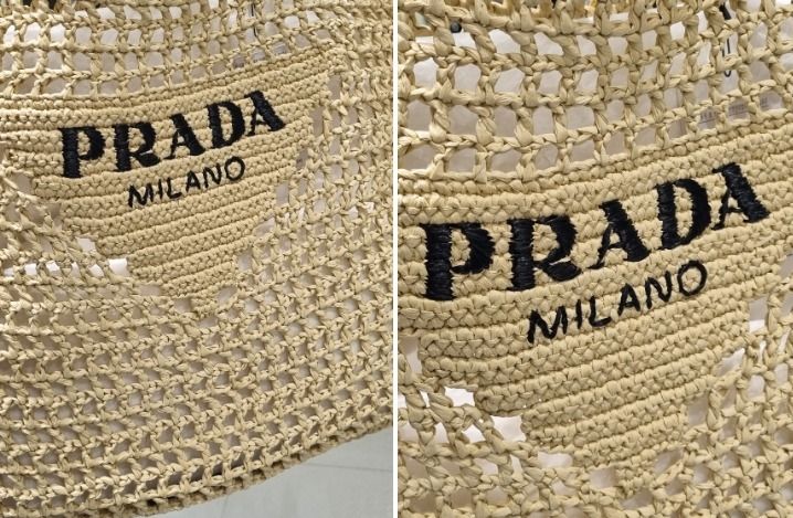 ☆送料関税込☆PRADA プラダ ロゴ入り ラフィア トートバッグ☆ ☆人気☆【PRADA】☆プラダ ロゴ入り ラフィア トートバッグ
