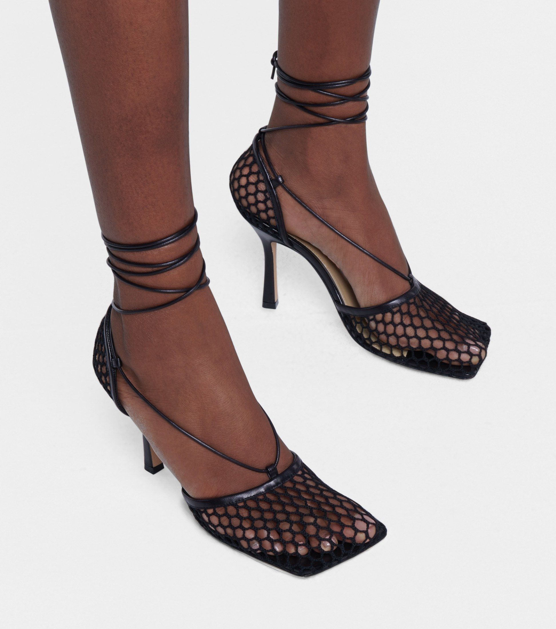 BOTTEGAVENETA*ストレッチレザートリムメッシュパンプスヒール