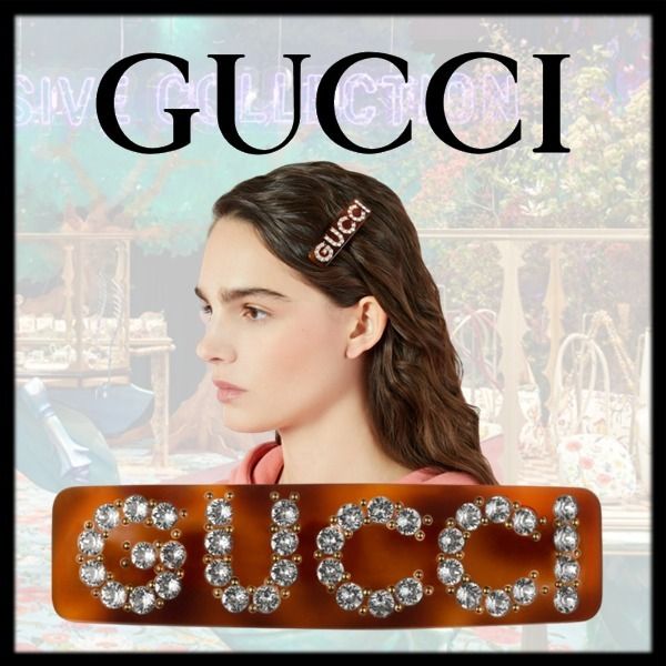 新作【GUCCI】クリスタル グッチ シングル ヘアバレッタ (GUCCI/ヘア