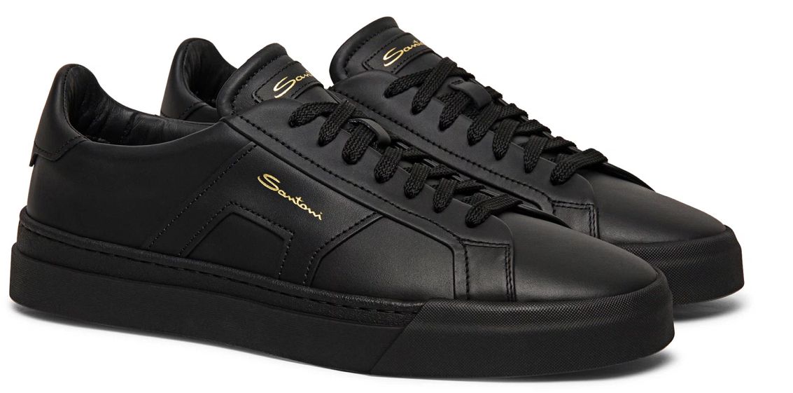 Santoni】 レザー ダブルバックルスニーカー (SANTONI