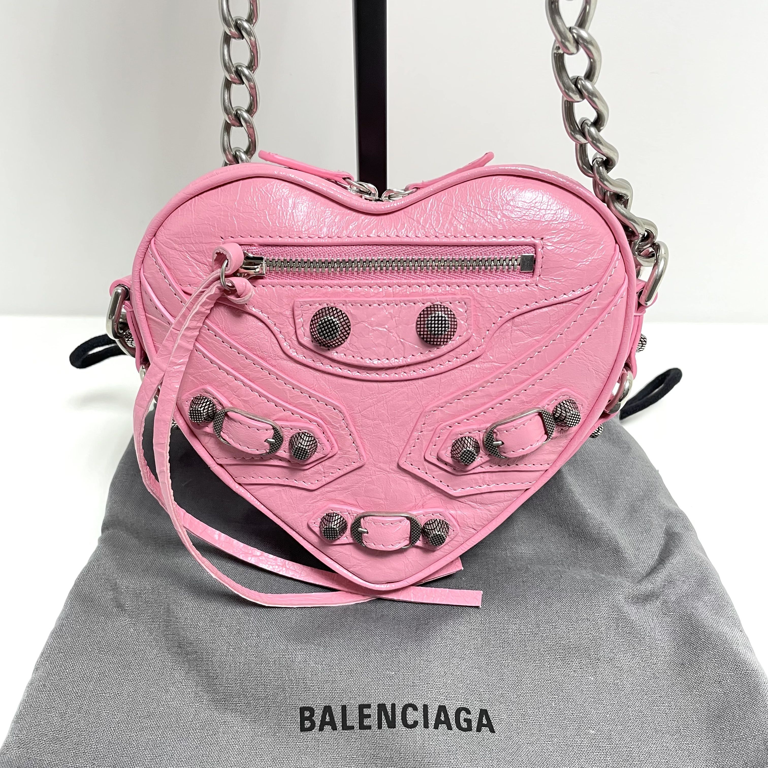 ★関税込★BALENCIAGA★ル カゴール ハート ショルダーバッグ★ VIPセール☆Balenciaga☆Le Cagole ハート レザー ミニバッグ