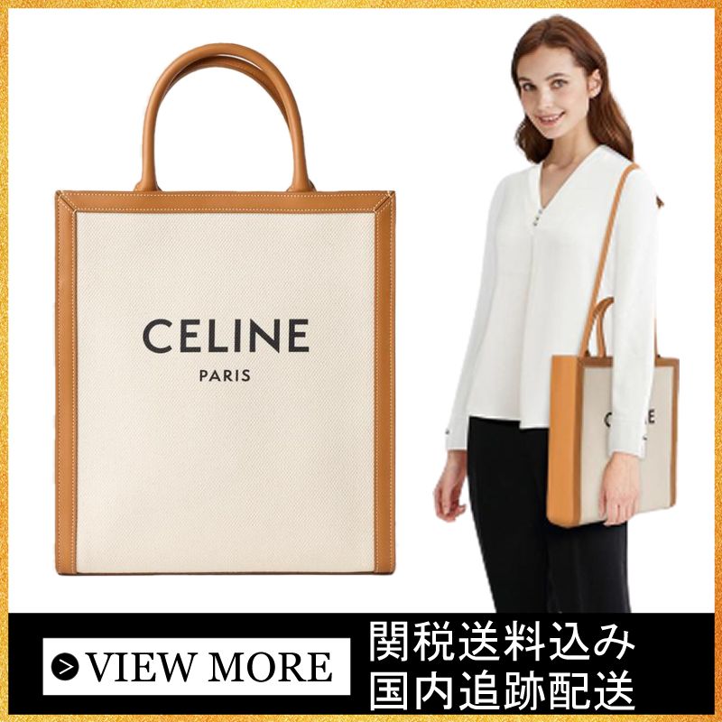 セリーヌ CELINE スモール 192082BNZ.02NT バーティカル カバ 2WAY トートバッグ ショルダーバッグ レザー/キャンバス ナチュラル×タンレディース