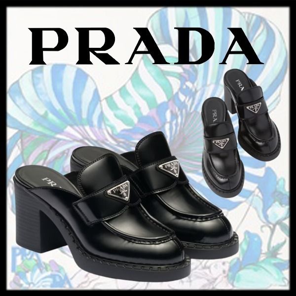 新作【PRADA】プラダ チョコレート ブラッシュドレザー ミュール