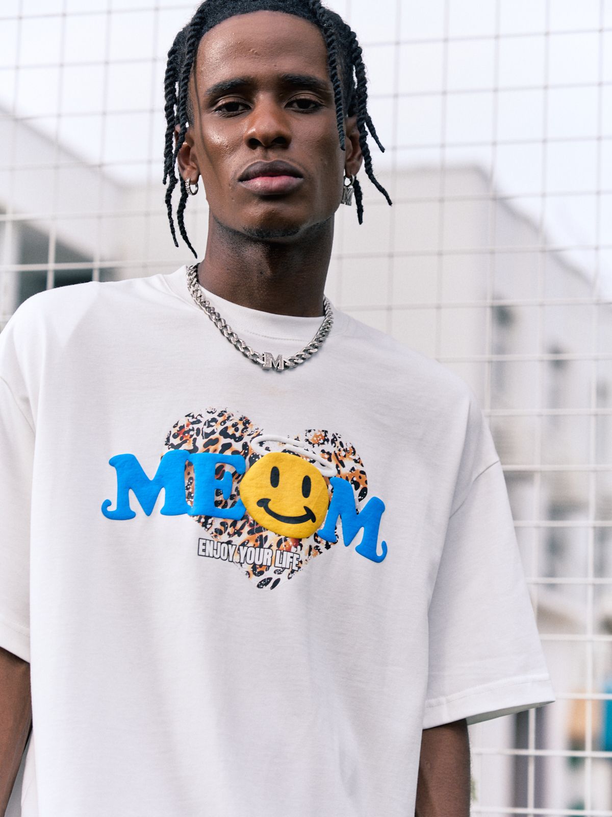 MEDM Tシャツ プリント ストリート カジュアル 男女兼用 大人気 MEDM Tシャツ プリント 笑顔 ストリート カジュアル 綿 男女兼用
