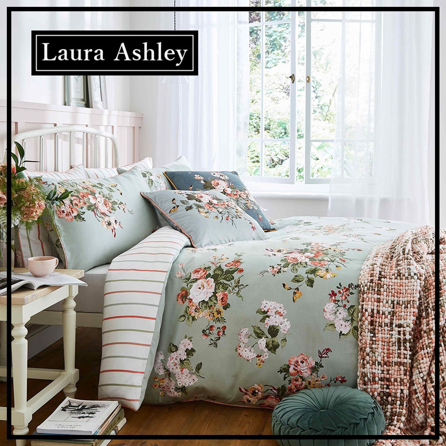 Laura Ashley】ローズモア 掛け布団カバー 枕カバー セット (Laura 
