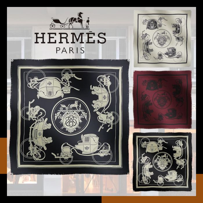 HERMES 最新作 上品スカーフ カレ 80 フリンジ frange Ex-Libris