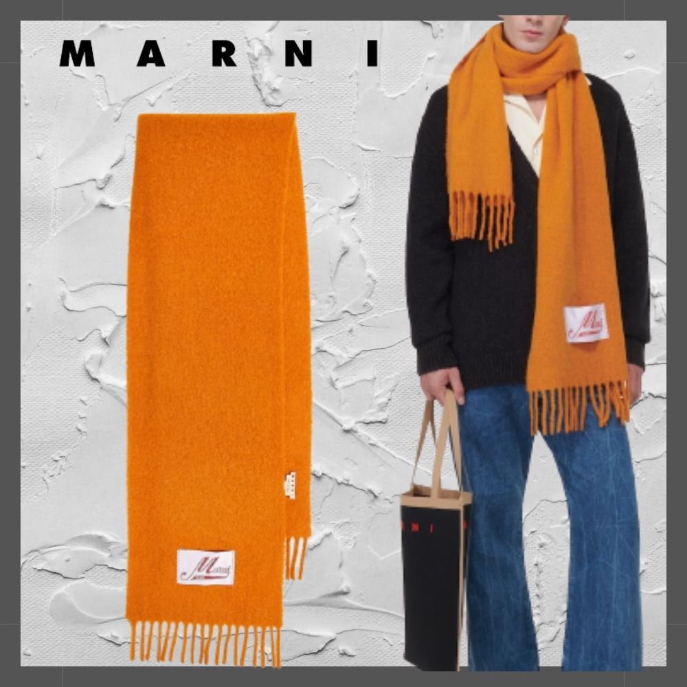 定価8.2万 MARNI フード ニット マフラー ポルトガル製ブラウングレー定価