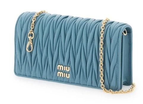 MIU MIU Matelasse nappa leather mini blue バッグ (MiuMiu