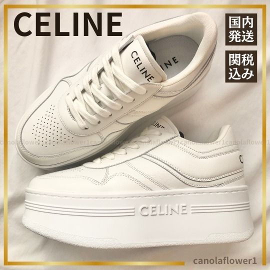 関税送料込|CELINE：セリーヌ 厚底 ロゴ ブロック スニーカー