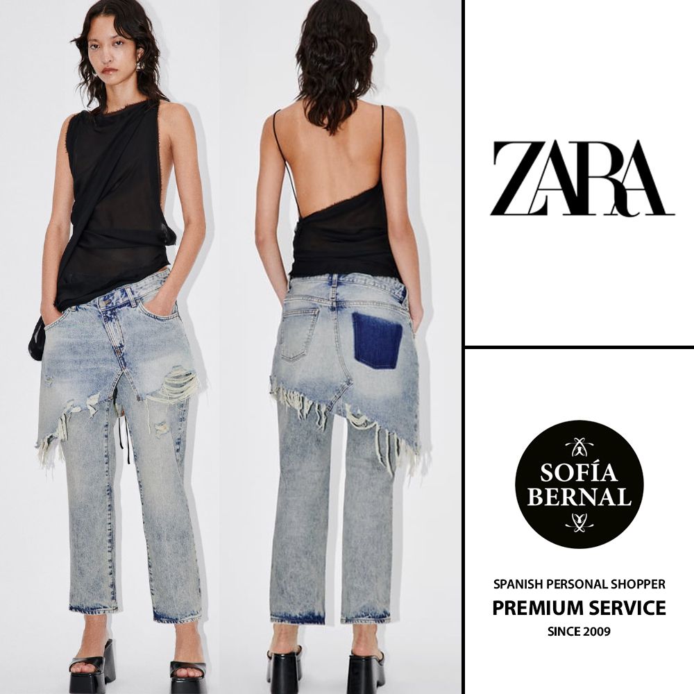 ZARA ZW STRAIGHT-LEG MID-RISE デニムパンツ 6840/091 (ZARA/デニム