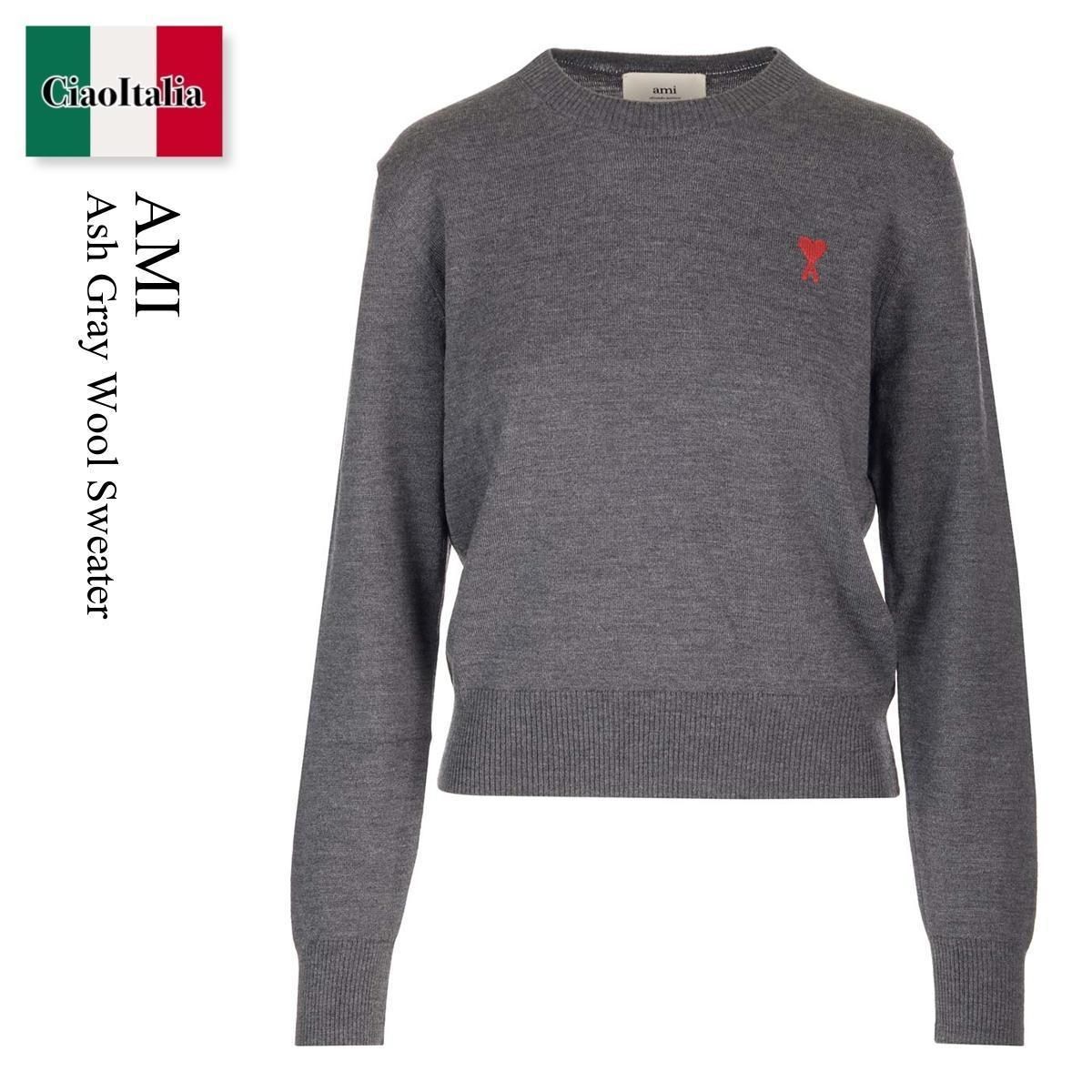 Ami Ash Gray Wool Sweater (AMI PARIS/ニット・セーター