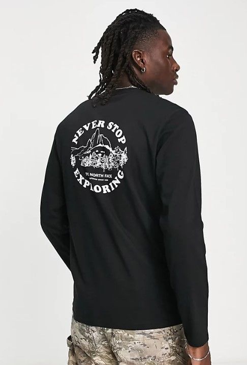 送料込*TNF×インカイロリ*メッセージバックプリント長袖Tシャツ 海外限定 TNF◇Exploring Circle バックプリント 長袖シャツ
