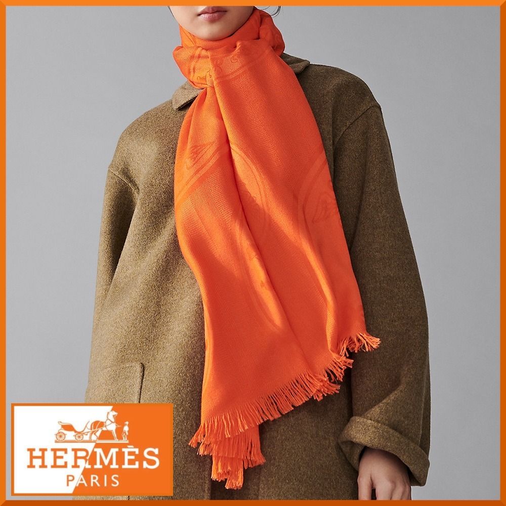 HERMES エルメス ストール - オレンジ系