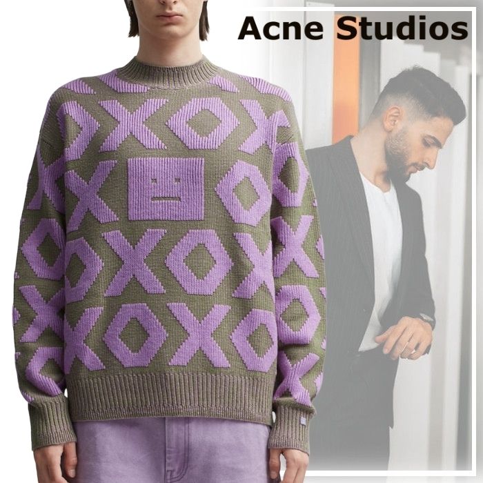 ★Acne Studios★スモール フェイス ロゴ フード セーター Acne Studios - ロゴフーディセーター - ディープブルー