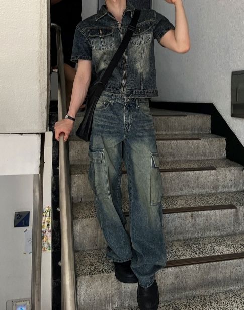 【COSYHARU】23SS★ [MADE] Flan Real Washing Cargo Denim COSYHARU】23SS☆ [MADE] Flan Real Washing Cargo Denim