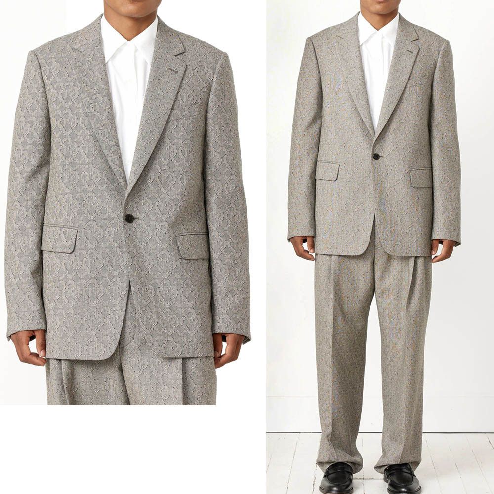 DRIES VAN NOTEN】FW23 スクエア柄 ジャケット & パンツ Sand (Dries