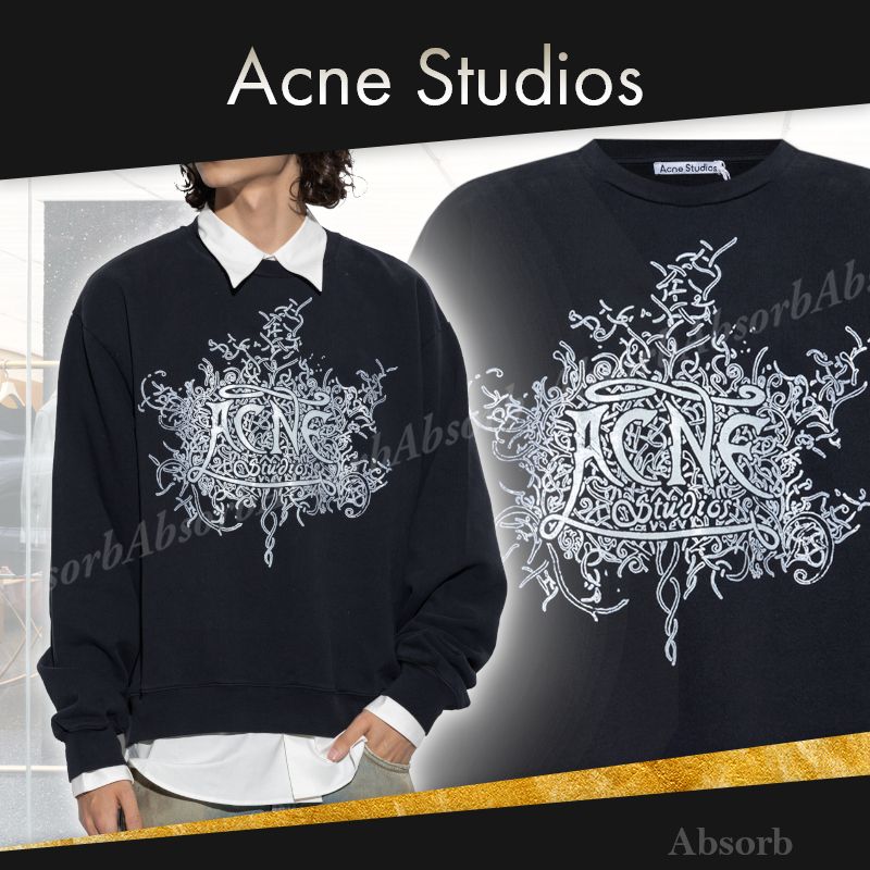 【23AW NEW】Acne Studios_men / ロゴ プリント フーディ /Black 23AW NEW】Acne Studios_men / ロゴ プリント フーディ /Black