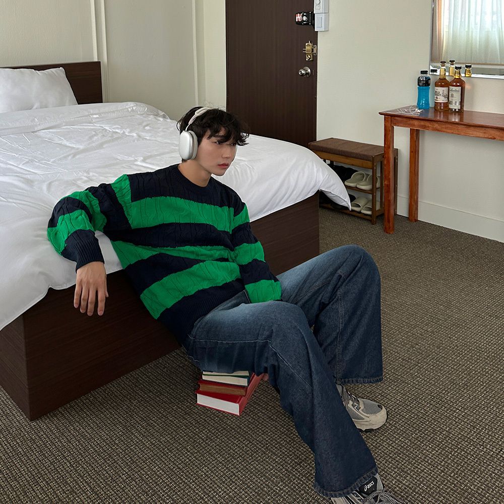 ニット・セーター ASCLO Cable Border Knit (6color) ASCLO Cable Border Knit (6color) (ASCLO/ニット・セーター
