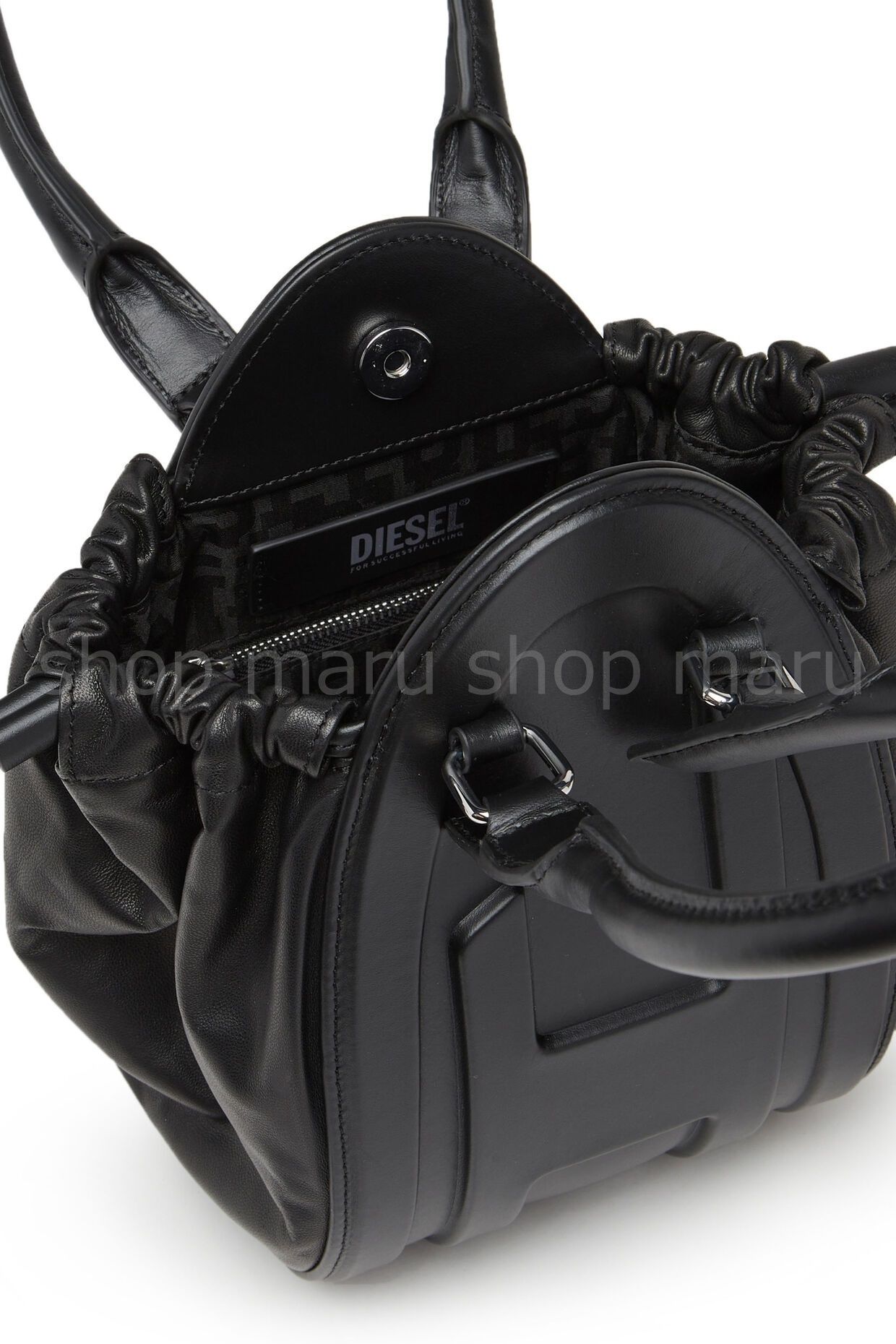 DIESEL◇1dr-Fold Xs◇Dロゴ レザー ハンドバッグ 2way (DIESEL