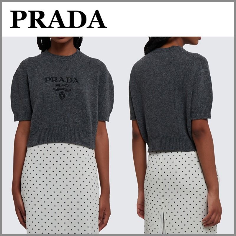 PRADA　シンプル　ブルー　Tシャツ　トレーナー　チュニック　ポロシャツ