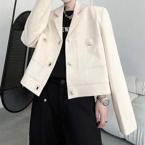 韓国 メンズ 千鳥格子 ジャケット ショート丈 モード ニッチ 韓国 メンズ 千鳥格子 ジャケット ショート丈 モード ニッチ