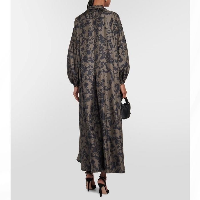 MaxMara ワンピース プリント 長袖 ロング シルク PROSIT (Max
