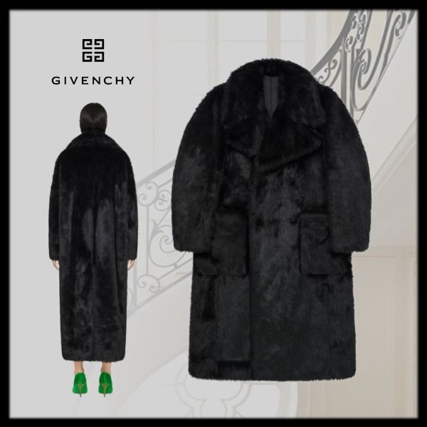 新作【ジバンシィ】ダブルブレストフェイクファーコート (GIVENCHY