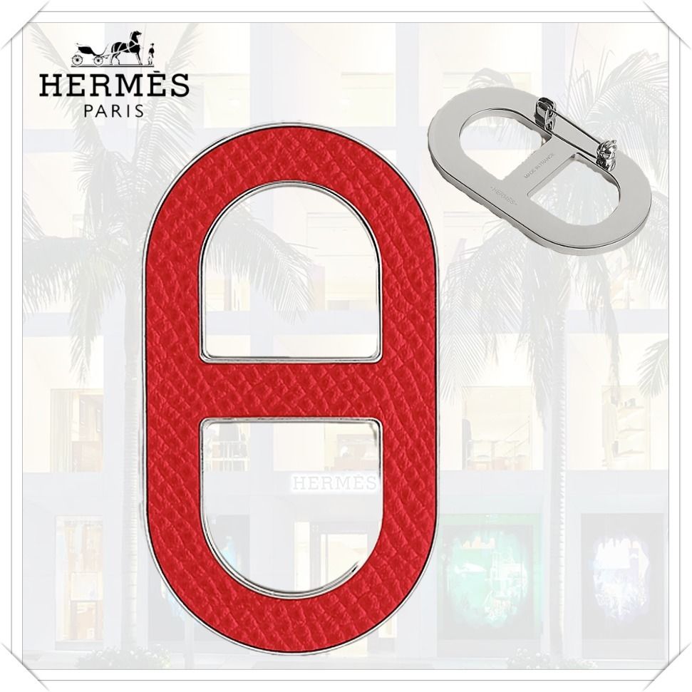 ブローチ【HERMES】バッジ  シェーヌダンクル モチーフ 手元に在庫あり】HERMES シェーヌダンクル ブローチ ブラック