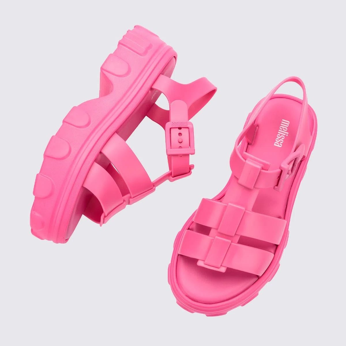 【セール】Melissa追跡付/送料込 厚底ストラップサンダル Melissa 追跡付/送料込 雨の日対策 厚底ダブルヘッドサンダル