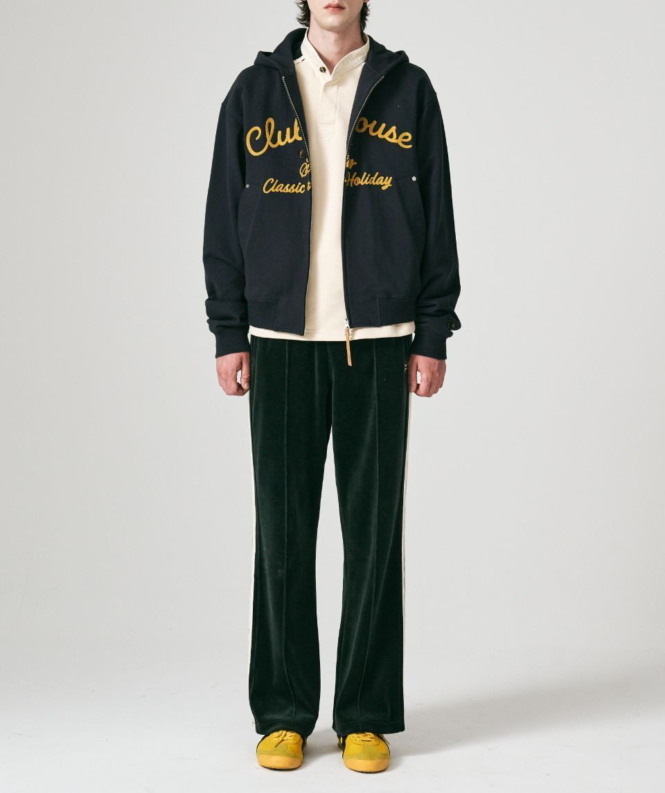 SATUR☆韓国☆人気☆Club House Lettering Hoodie ZIp-Up 2色