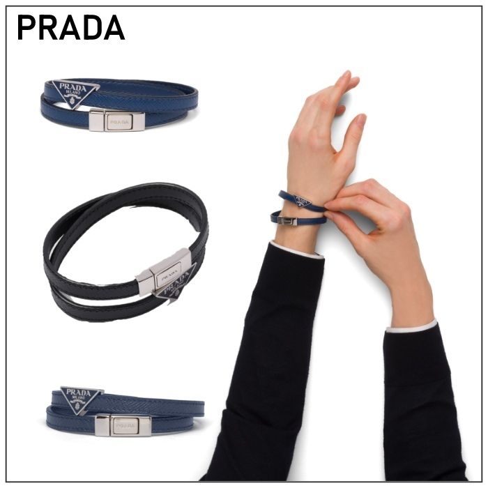 大人気】*PRADA* プラダ サフィアーノレザーブレスレット (PRADA