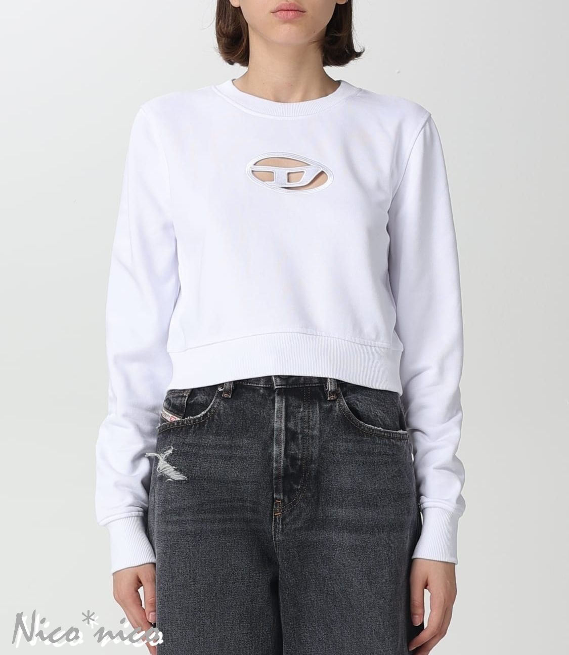 【レビューで送料無料】 DIESEL】F-Slimmy-Od クロップド スウェットシャツ *送/関込 トップス