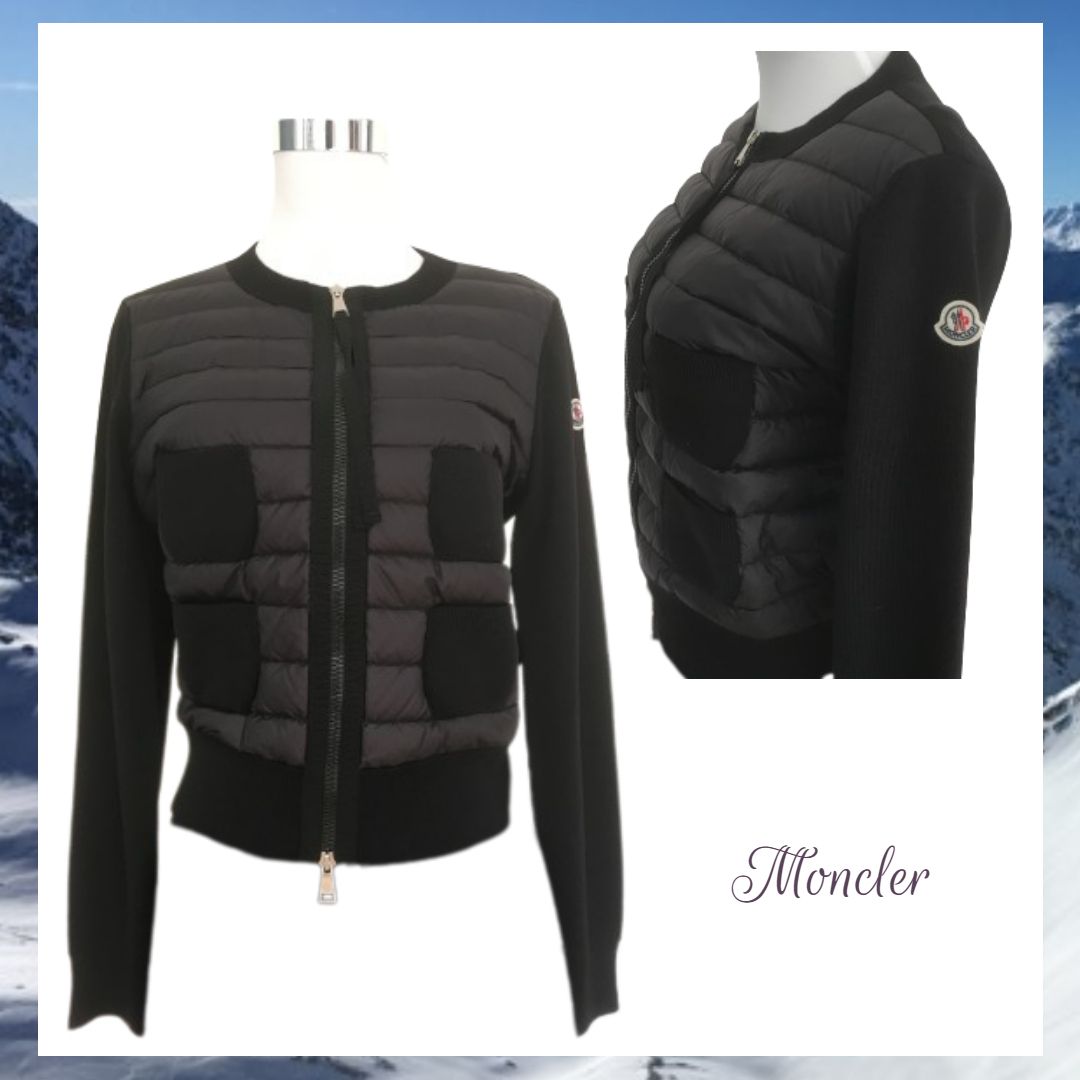 New! MONCLER ダウンパネル ウール カーディガン 関税込 ☆MONCLER☆ 人気ダウンパネル×ポケット・ウールカーディガン